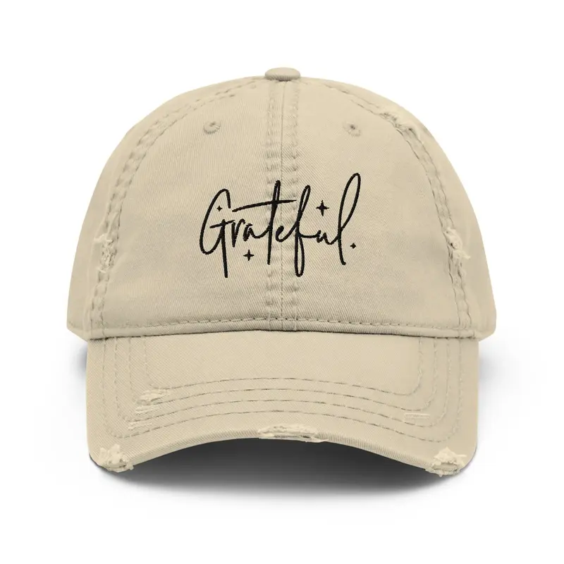 Grateful Embroidered Distressed Hat